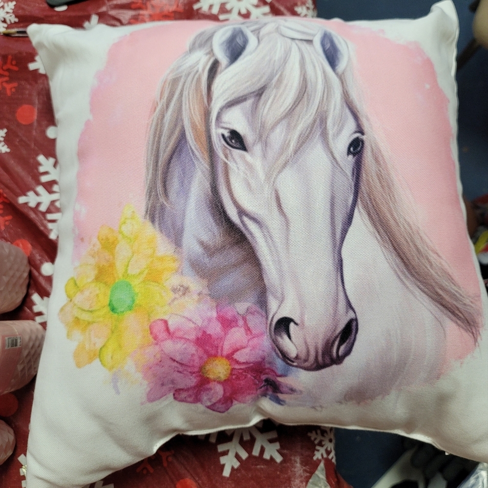 White horse pillow